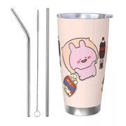 Asamimichaan Cute Asamimi 20oz Stainless Steel Car Mug Straw Thermal Iced Travel Cup Vacuum Insulated Coffee Hot Cup - Lacatang Shop