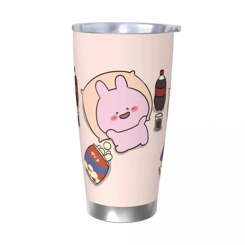 Asamimichaan Cute Asamimi 20oz Stainless Steel Car Mug Straw Thermal Iced Travel Cup Vacuum Insulated Coffee Hot Cup - Lacatang Shop