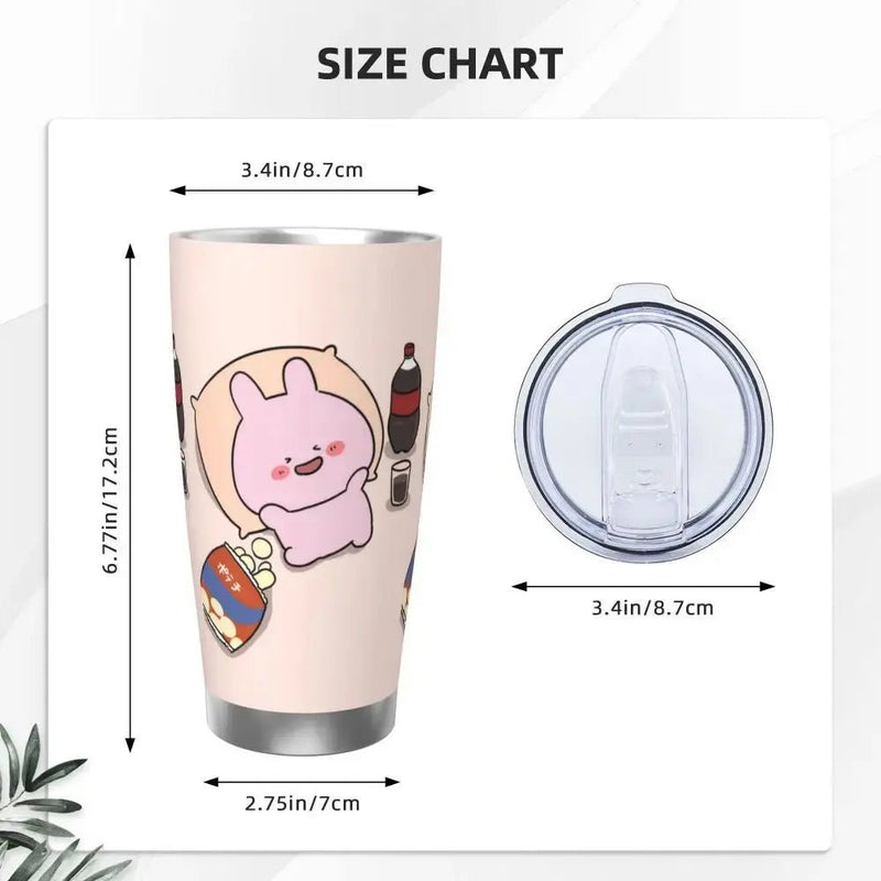 Asamimichaan Cute Asamimi 20oz Stainless Steel Car Mug Straw Thermal Iced Travel Cup Vacuum Insulated Coffee Hot Cup - Lacatang Shop