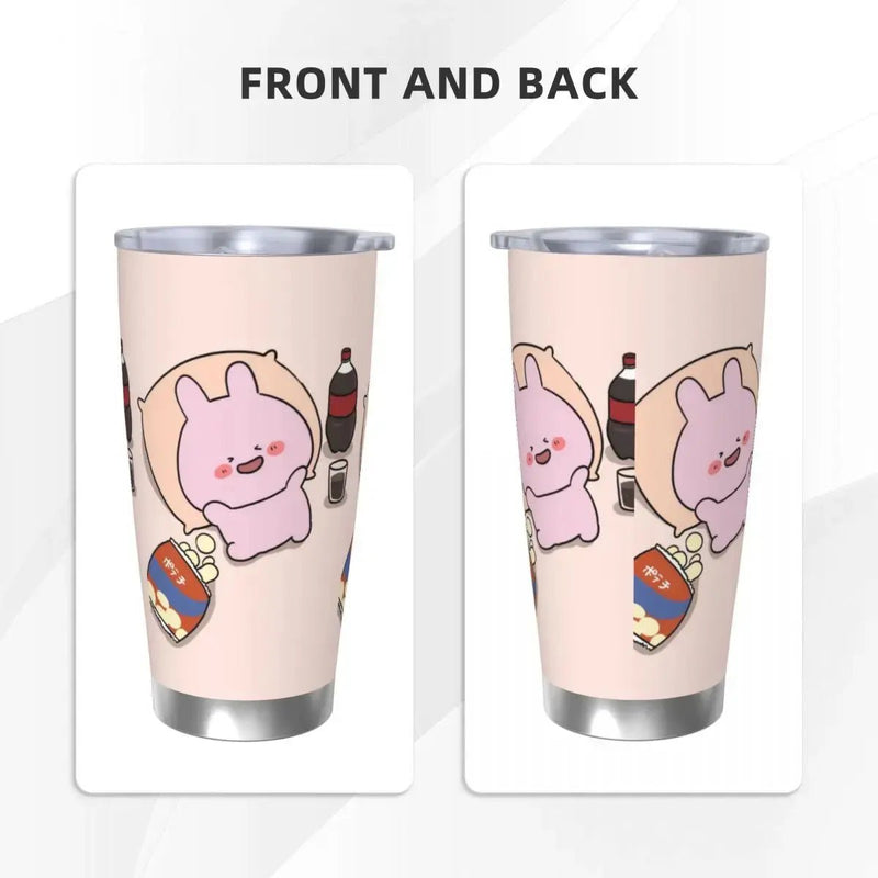 Asamimichaan Cute Asamimi 20oz Stainless Steel Car Mug Straw Thermal Iced Travel Cup Vacuum Insulated Coffee Hot Cup - Lacatang Shop
