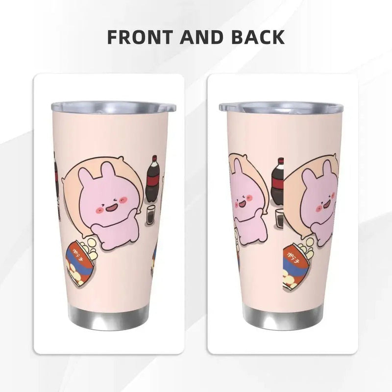 Asamimichaan Cute Asamimi 20oz Stainless Steel Car Mug Straw Thermal Iced Travel Cup Vacuum Insulated Coffee Hot Cup - Lacatang Shop