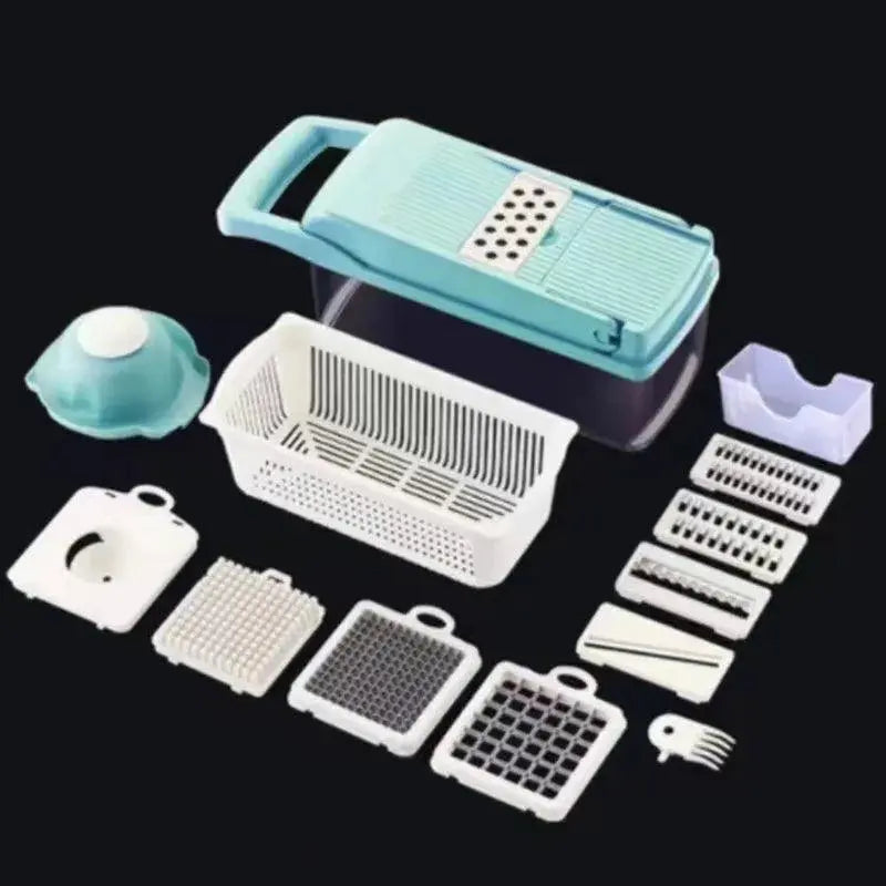 12-in-1 Manual Vegetable Chopper Kitchen Gadget with Onion Cutter and Vegetable Slicer