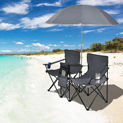 Portable Folding Picnic Double Chair W/Umbrella Table Cooler Beach Camping Chair for Patio Pool Park Outdoor Portable Folding Picnic Double Chair W/Umbrella Table Cooler Beach   AliExpress Lacatang Shop 