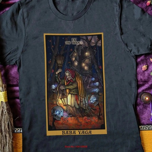 Baba Yaga The Hermit Tarot Card T Shirt Witchcraft Clothing Witch Witchy Wicca Wiccan Clothes Slavic Pagan s - Lacatang Shop