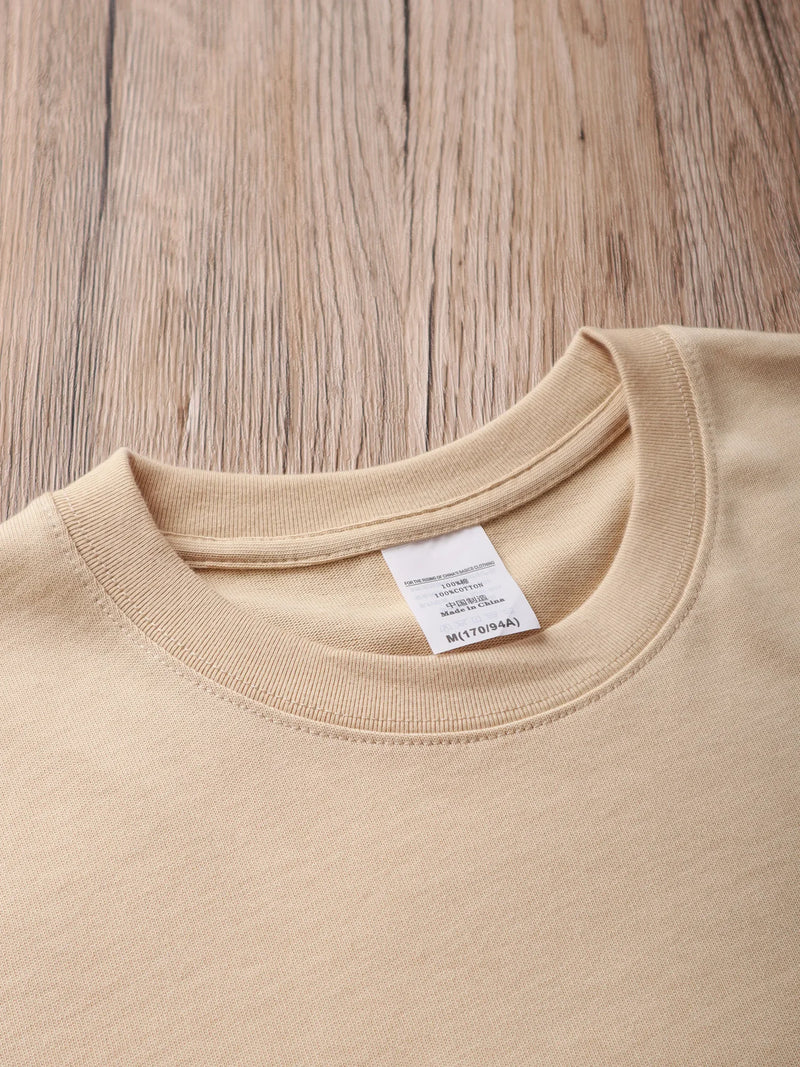 9.9oz 280gsm High Qualtity Oversized Heavy T-shirt for Men Short Sleeve Tee Cotton Solid Color Trend Leisure Green White Black