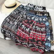 Beach Shorts For Women Men Summer Boho Festival Elephant Pattern Short Pants Baggy Hippie Bohemian Travel Clothes M8I9 - Lacatang Shop