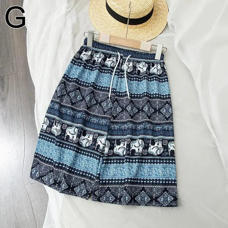 Beach Shorts For Women Men Summer Boho Festival Elephant Pattern Short Pants Baggy Hippie Bohemian Travel Clothes M8I9 - Lacatang Shop