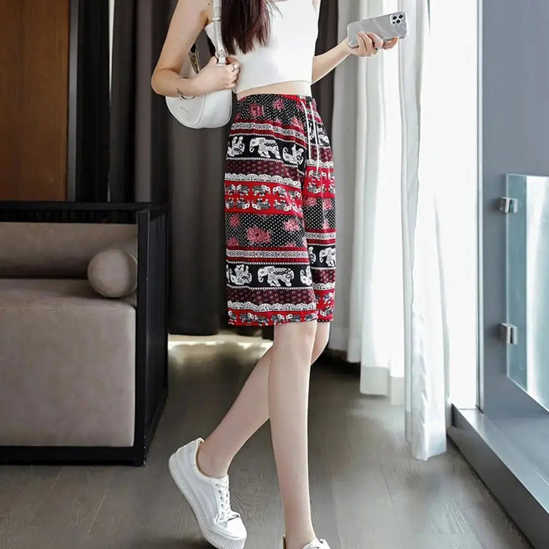 Beach Shorts For Women Men Summer Boho Festival Elephant Pattern Short Pants Baggy Hippie Bohemian Travel Clothes M8I9 - Lacatang Shop