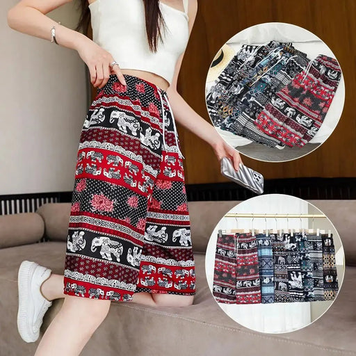 Beach Shorts For Women Men Summer Boho Festival Elephant Pattern Short Pants Baggy Hippie Bohemian Travel Clothes M8I9 - Lacatang Shop