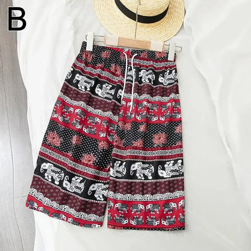 Beach Shorts For Women Men Summer Boho Festival Elephant Pattern Short Pants Baggy Hippie Bohemian Travel Clothes M8I9 - Lacatang Shop