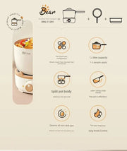 Bear Split Electric Caldron Dormitory Students Pot For Home Multi - Functional Milk Pot Cooking Noodle Pot Small Electric Pot Electric Food Warmer - Lacatang Shop