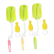 Beatifufu 1Set Bottle Cleaning Brush Set Rotatable Sponge Brushes for Feeding Bottles and Pacifiers Soft and Durable Cleaning Tools Yellow Green Pink - Lacatang Shop