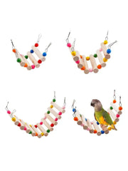 Bird Toys Set Swing Chewing Training Toys Small Parrot Hanging Hammock Parrot Cage Bell Perch Toys with Ladder Pet Supplies 1pc - Lacatang Shop