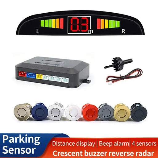 Brother Fei Car LED Parking Sensor Kit 4 Sensors 22mm Reverse Radar Sound Alert Indicator System 8 Colors - Lacatang Shop