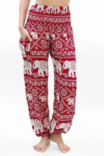Burgundy ELEPHANT Pants Women Boho Pants Hippie Pants Yoga - Lacatang Shop