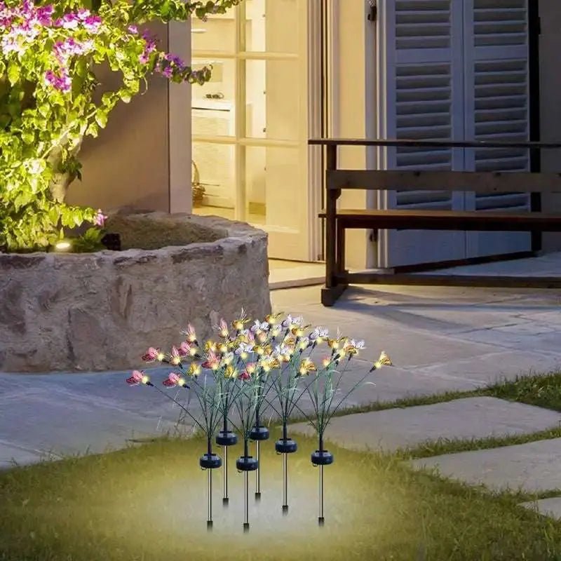Butterfly Garden Lights 2 Pieces Butterfly Ground Light Lawn Light Butterfly Lamp Solar Power Landscape Light Outdoor 7 Light - Lacatang Shop