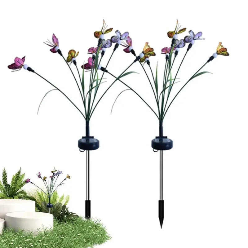 Butterfly Garden Lights 2 Pieces Butterfly Ground Light Lawn Light Butterfly Lamp Solar Power Landscape Light Outdoor 7 Light - Lacatang Shop