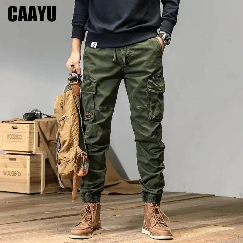 CAAYU Joggers Cargo Pants Mens Casual Y2k Multi - Pocket Male Trousers Sweatpants Streetwear Techwear Military Green Track Pants - Lacatang Shop