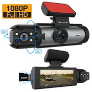 Car Dash Cam with Front and Rear Camera, 1 Count Car Dashboard Wide Angle Dash Cam with IR Night Vision, Loop Recording Car Camera with 32GB TF Card - Lacatang Shop