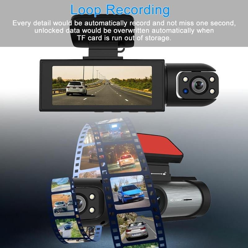 Car Dash Cam with Front and Rear Camera, 1 Count Car Dashboard Wide Angle Dash Cam with IR Night Vision, Loop Recording Car Camera with 32GB TF Card - Lacatang Shop
