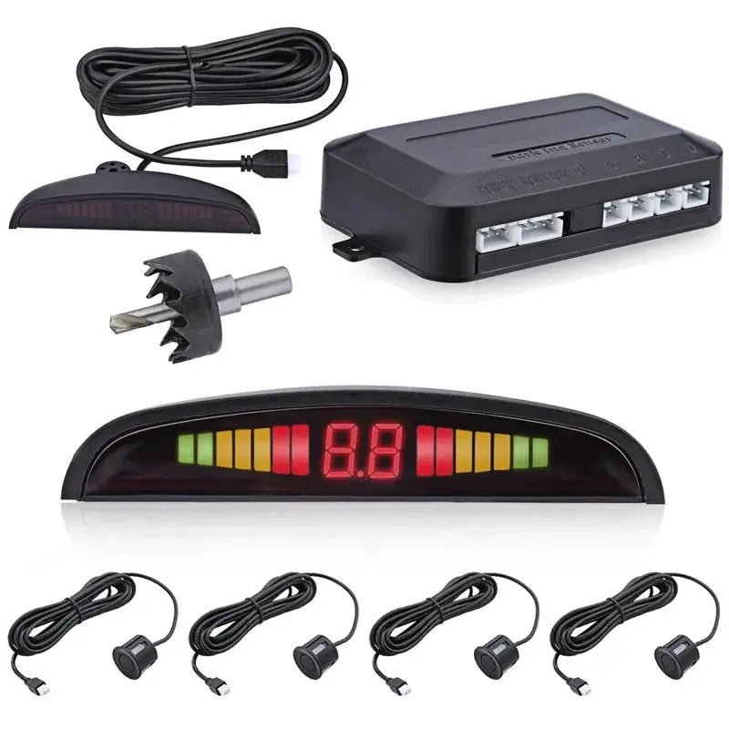 Car Parktronic LED Parking Sensor Kit Backlight Display with Switch Reverse Backup Monitor Detector System With 4 Sensors - Lacatang Shop