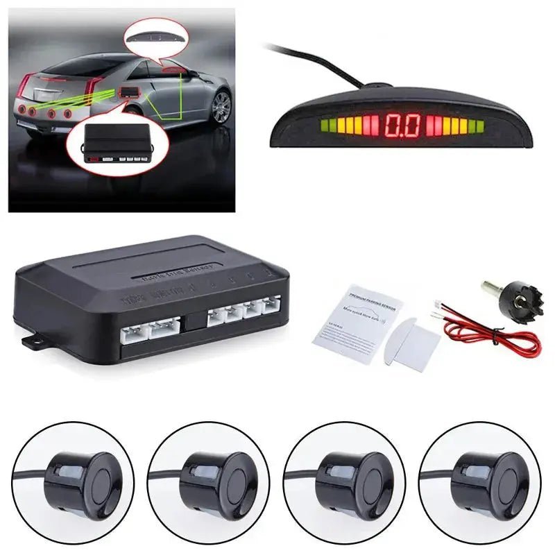 Car Parktronic LED Parking Sensor Kit Backlight Display with Switch Reverse Backup Monitor Detector System With 4 Sensors - Lacatang Shop