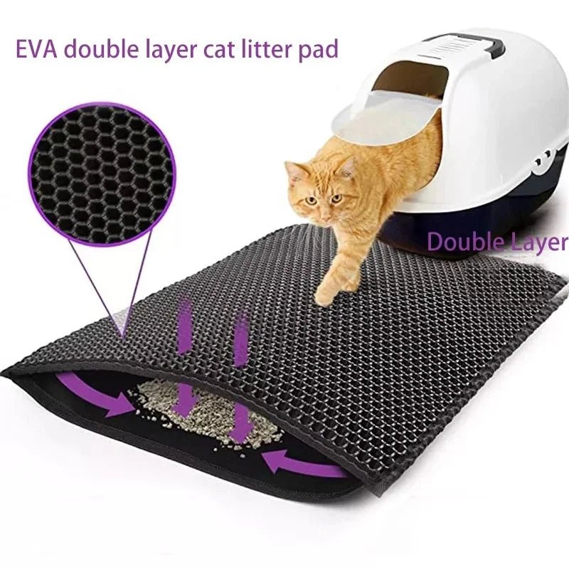 Cat Litter Mat With Gift Double Layer Waterproof Pet Litter Box Mat Non - slip Sand Cat Pad Washable Bed Mat Clean Pad Products - Lacatang Shop
