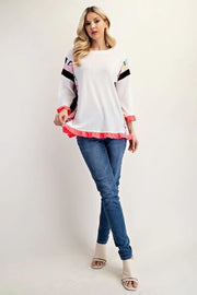 Celeste Plus Ruffle Sleeve Color Block Top - Lacatang Shop