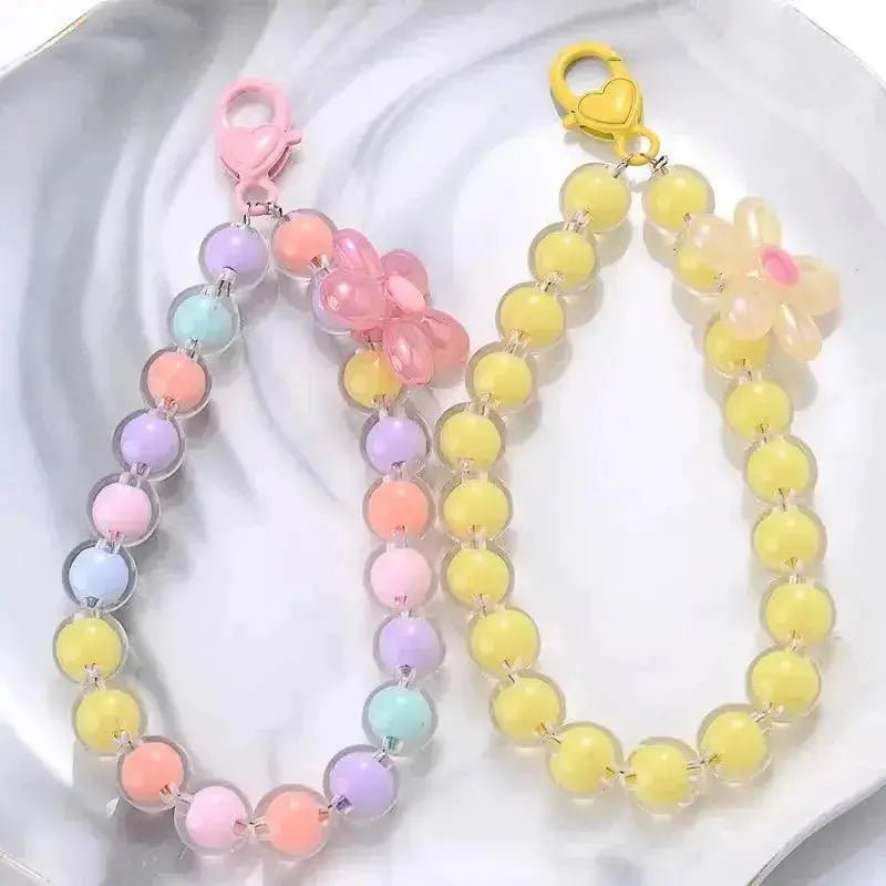 Charm Color Acrylic Mobile Phone Chain Lanyard Fahion Flowers Pendant Sweet Cellphone Chains Anti - Lost Women Jewelry Accessories - Lacatang Shop