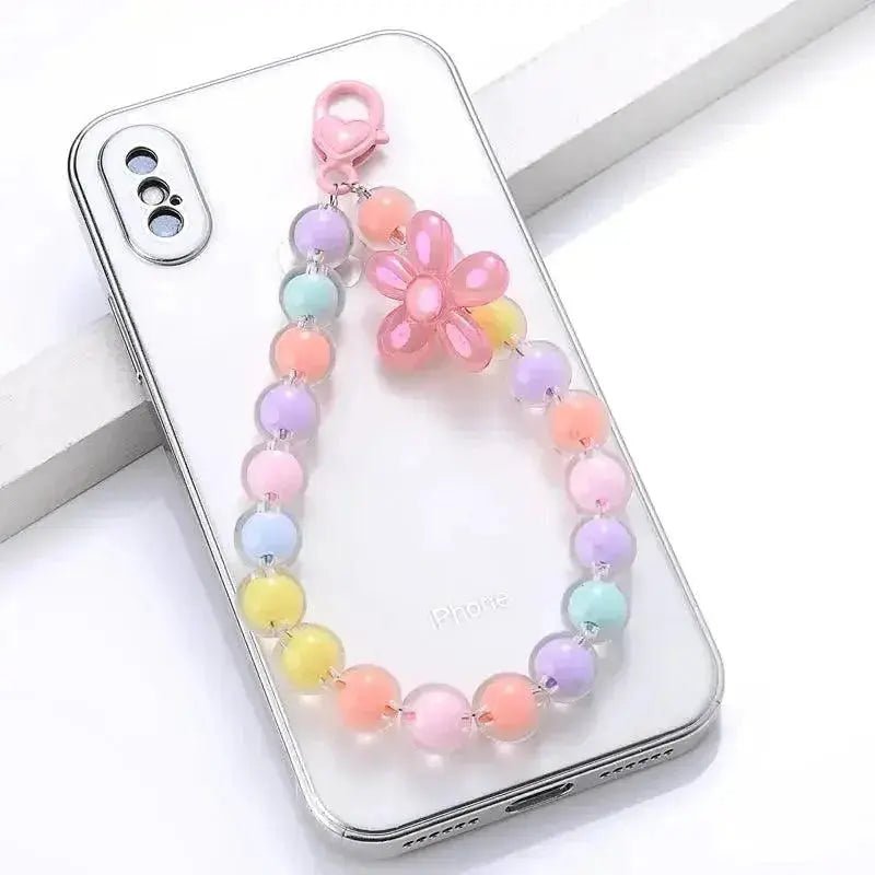 Charm Color Acrylic Mobile Phone Chain Lanyard Fahion Flowers Pendant Sweet Cellphone Chains Anti - Lost Women Jewelry Accessories - Lacatang Shop