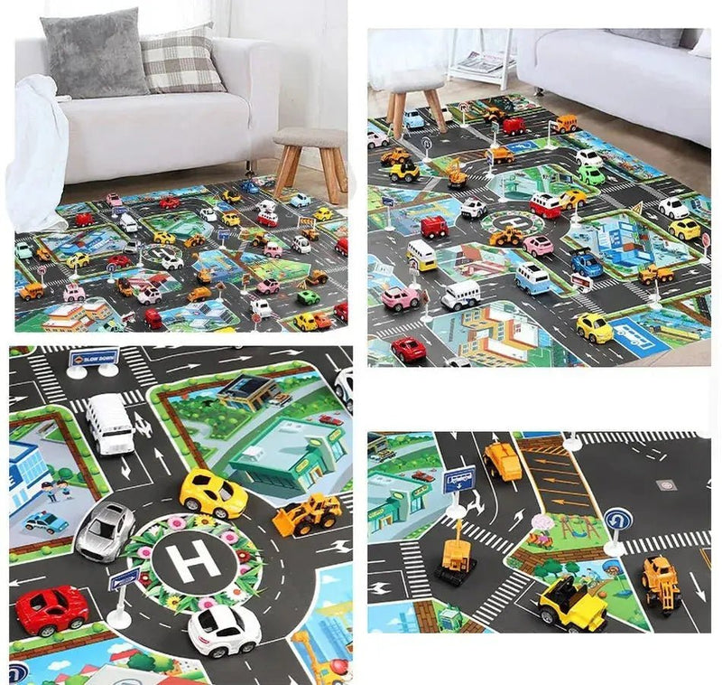 Children's City Traffic Educational Play Mat - 130x100 cm Non - Woven Carpet for Boys & Girls, Ideal for Bedrooms and Developmental Play - Lacatang Shop
