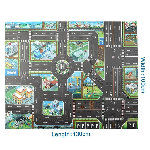 Children's City Traffic Educational Play Mat - 130x100 cm Non - Woven Carpet for Boys & Girls, Ideal for Bedrooms and Developmental Play - Lacatang Shop