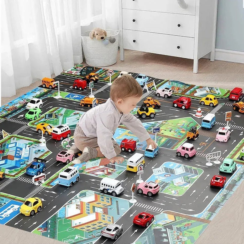 Children's City Traffic Educational Play Mat - 130x100 cm Non - Woven Carpet for Boys & Girls, Ideal for Bedrooms and Developmental Play - Lacatang Shop
