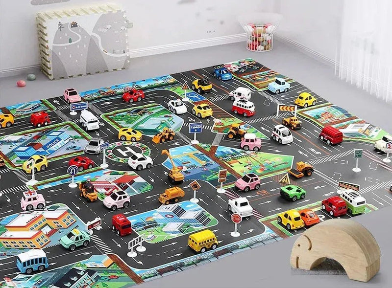 Children's City Traffic Educational Play Mat - 130x100 cm Non - Woven Carpet for Boys & Girls, Ideal for Bedrooms and Developmental Play - Lacatang Shop