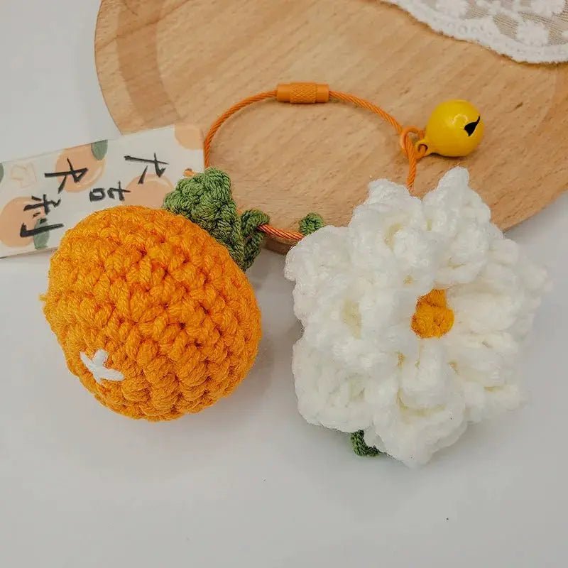 Citrus Gardenia Crochet Keychain Kit - Hand - Woven Wool Pendant for DIY Gifts - Lacatang Shop