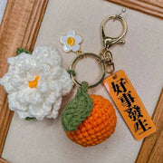 Citrus Gardenia Crochet Keychain Kit - Hand - Woven Wool Pendant for DIY Gifts - Lacatang Shop