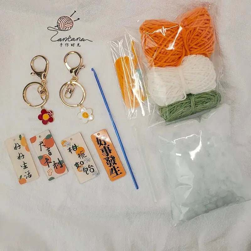 Citrus Gardenia Crochet Keychain Kit - Hand - Woven Wool Pendant for DIY Gifts - Lacatang Shop