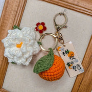 Citrus Gardenia Crochet Keychain Kit - Hand - Woven Wool Pendant for DIY Gifts - Lacatang Shop