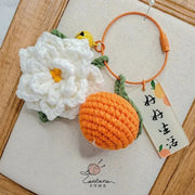 Citrus Gardenia Crochet Keychain Kit - Hand - Woven Wool Pendant for DIY Gifts - Lacatang Shop