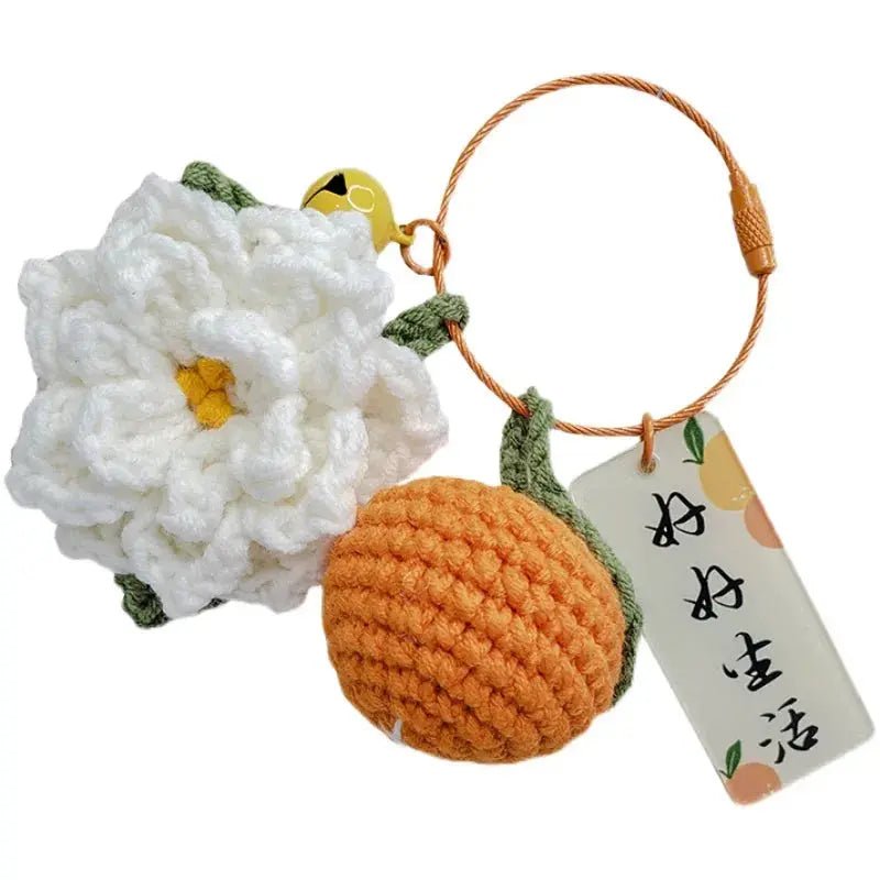 Citrus Gardenia Crochet Keychain Kit - Hand - Woven Wool Pendant for DIY Gifts - Lacatang Shop
