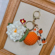Citrus Gardenia Crochet Keychain Kit - Hand - Woven Wool Pendant for DIY Gifts - Lacatang Shop