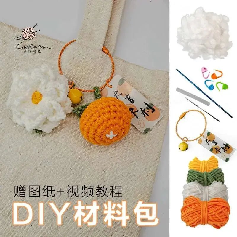Citrus Gardenia Keychain Crochet Material Package Small Pendant Good Life DIY Wool Hand - Woven Gift - Lacatang Shop