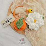 Citrus Gardenia Keychain Crochet Material Package Small Pendant Good Life DIY Wool Hand - Woven Gift - Lacatang Shop