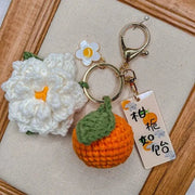 Citrus Gardenia Keychain Crochet Material Package Small Pendant Good Life DIY Wool Hand - Woven Gift - Lacatang Shop