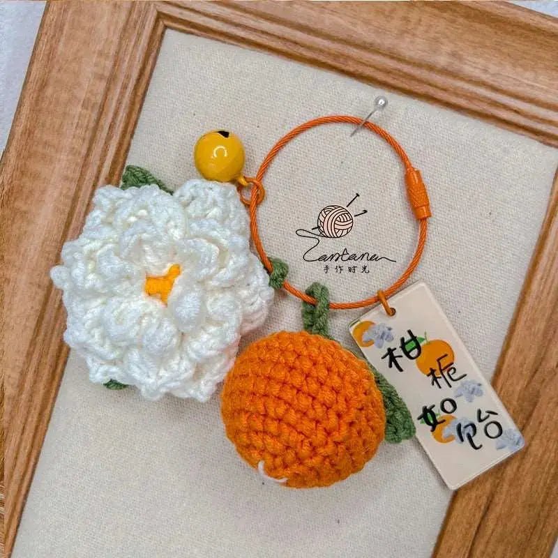 Citrus Gardenia Keychain Crochet Material Package Small Pendant Good Life DIY Wool Hand - Woven Gift - Lacatang Shop