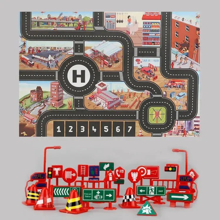 City Traffic Play Mat for Babies - Educational Road Map Carpet with Car Parking and Traffic Signs - Lacatang Shop