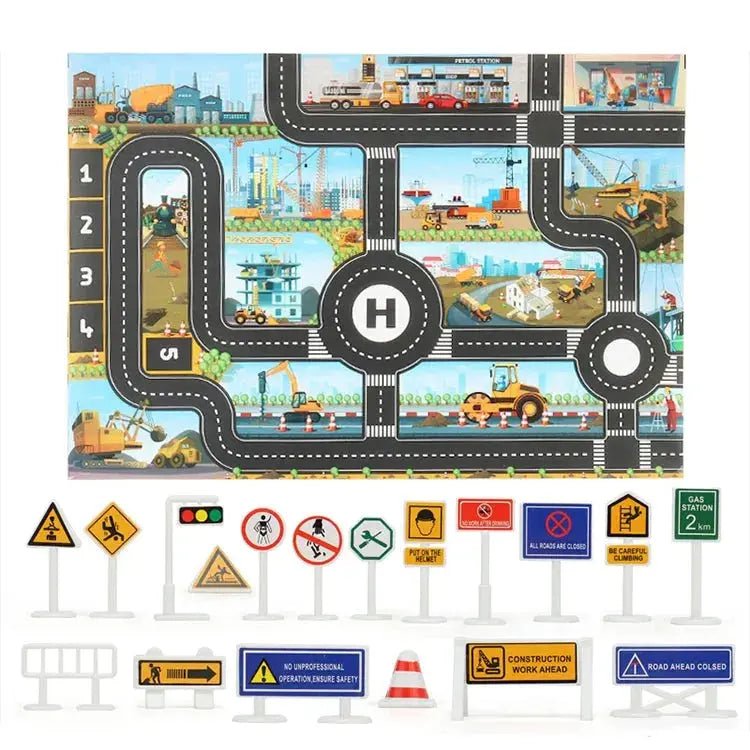 City Traffic Play Mat for Babies - Educational Road Map Carpet with Car Parking and Traffic Signs - Lacatang Shop