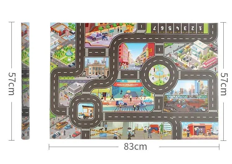 City Traffic Play Mat for Babies - Educational Road Map Carpet with Car Parking and Traffic Signs - Lacatang Shop