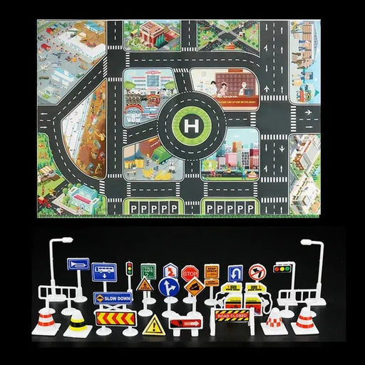 City Traffic Play Mat for Babies - Educational Road Map Carpet with Car Parking and Traffic Signs - Lacatang Shop