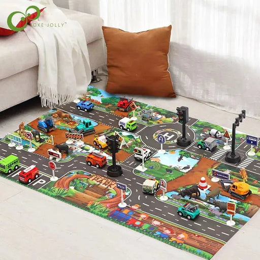 City Traffic Play Mat for Babies - Educational Road Map Carpet with Car Parking and Traffic Signs - Lacatang Shop